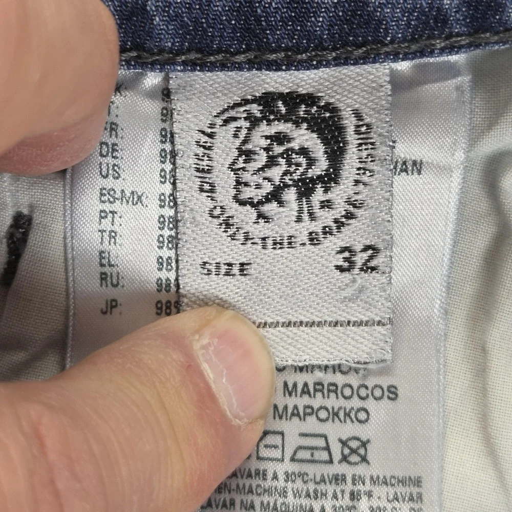 Diesel Jeans Mens 32x34 Blue Buster Regular Slim Tapered Stretch Honeycomb 0853R